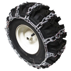 Snow chains for snow blowers with pneumatic wheels