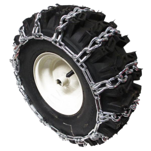 Snow chains for snow blowers with pneumatic wheels