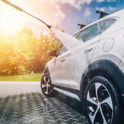 Car washing using a pressure washer