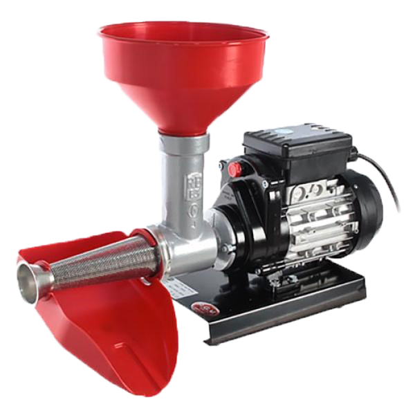 Tomato press with electric motor