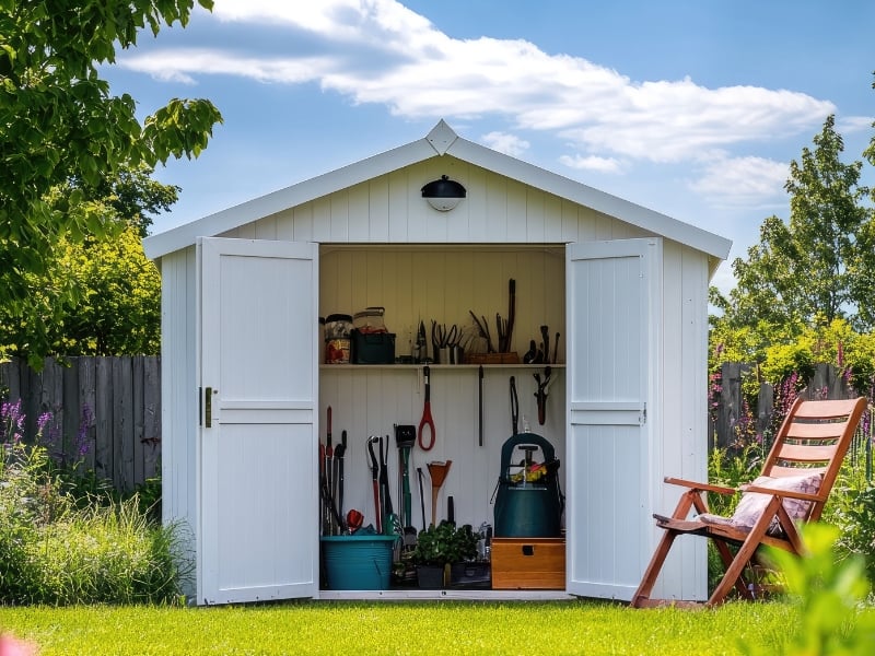 A garden shed for storing tools